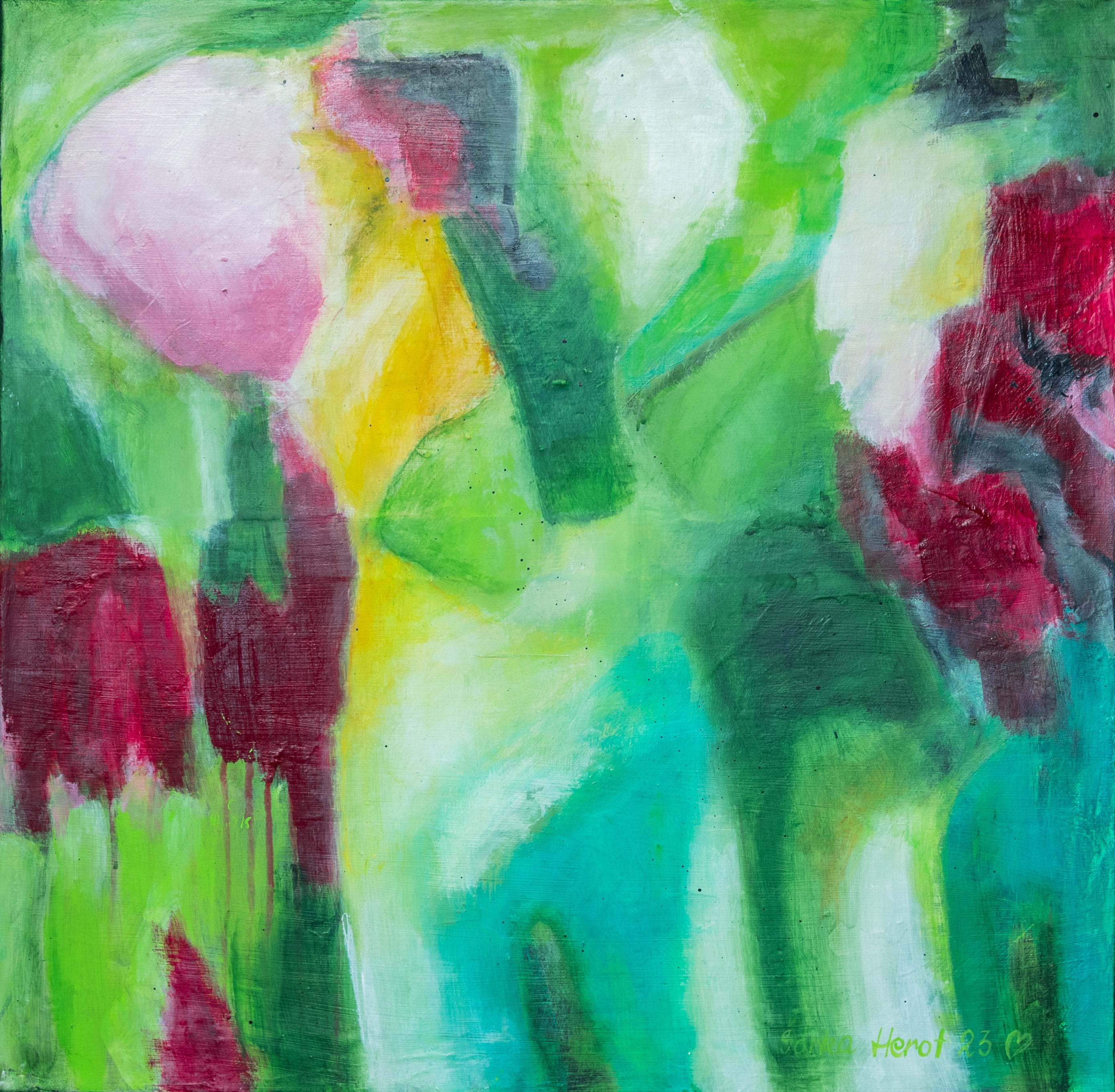 DER SONNIGE GARTEN - Acryl auf Leinwand, 60/60 cm, Fr. 1'200