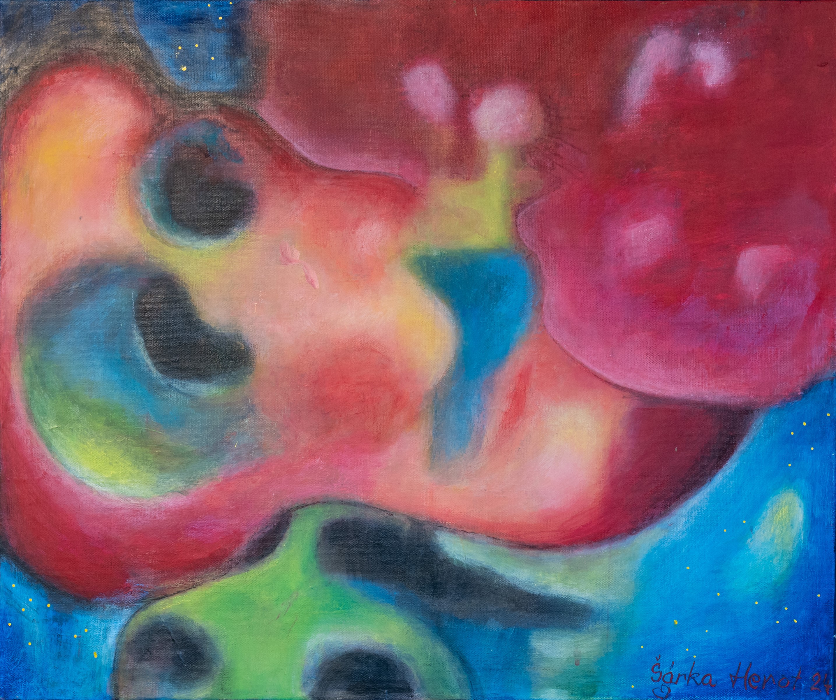 SPRITZTOUR DURCH DAS UNIVERSUM - Acryl auf Leinwand, 60/50 cm, Fr. 900