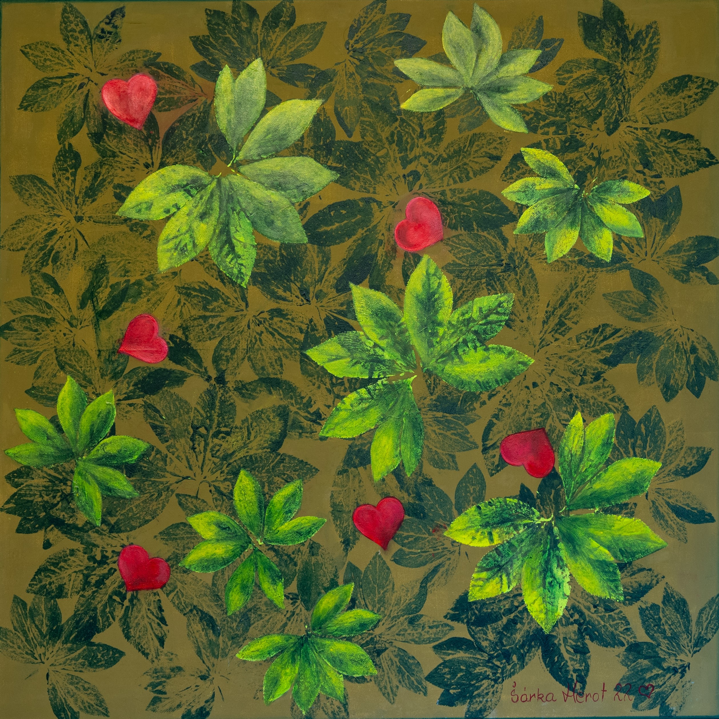 ROTES HERZ - Acryl auf Leinwand, 80/80 cm, Fr. 900