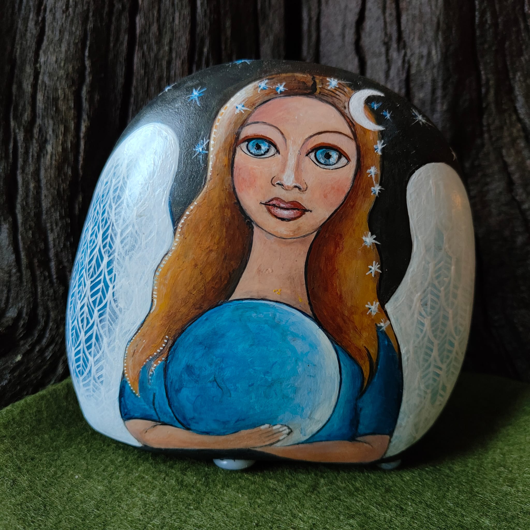 Zwilling ENGEL - Acryl, lackiert auf Stein, Fr. 180