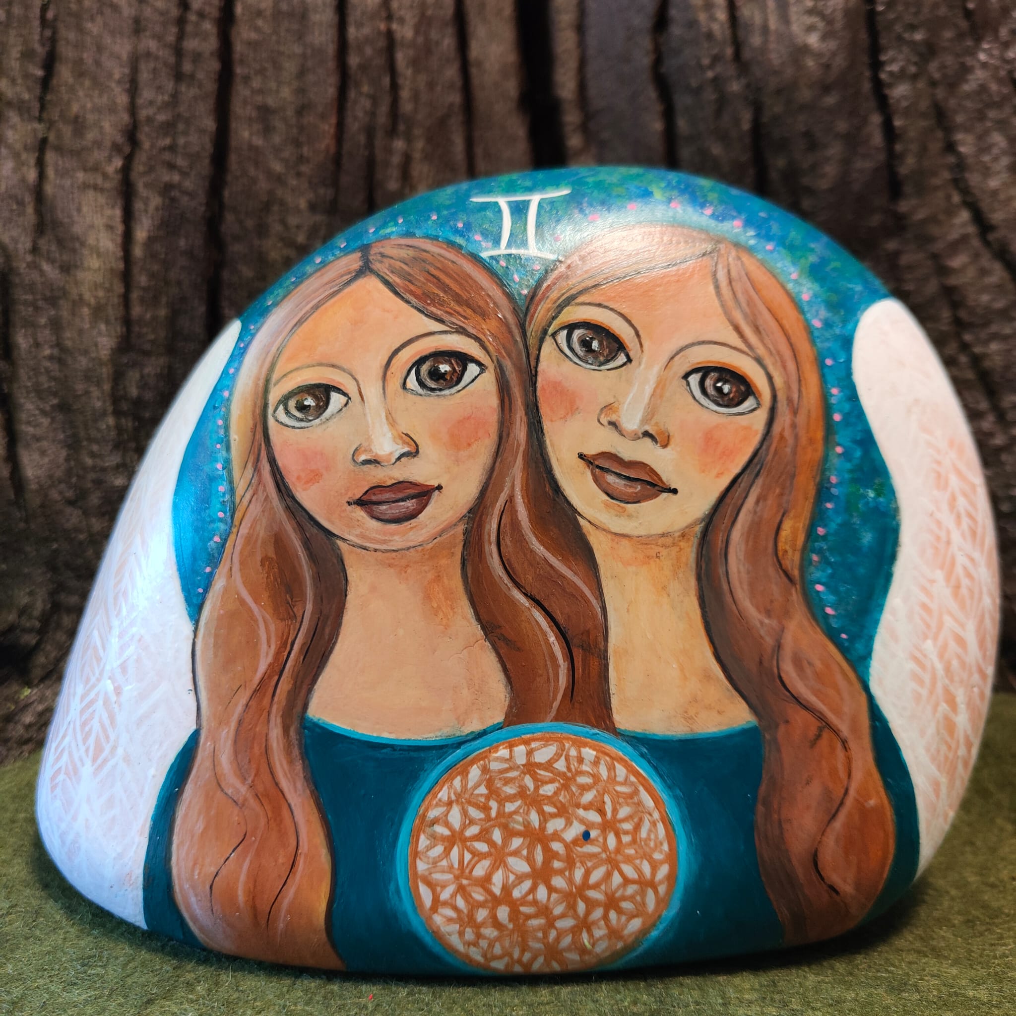 Zwilling ENGEL - Acryl, lackiert auf Stein, Fr. 180